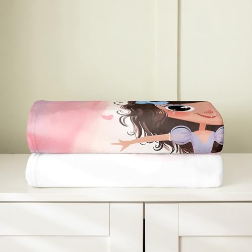 Erosebridal Love Heart Flannel Blanket 40x50 Inch Ballet Fleece Blanket Girls Cute Bowknot Performance Fuzzy Plush Throw Pink Dreamy Princess Living Room Decor - Image 4