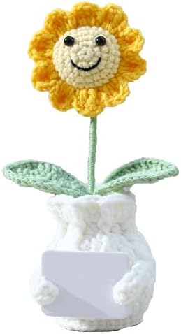 Personalized Handmade Positive Sunflower Doll Crochet with Card Custom Text - Appreciation Gift for Coworker, Teacher, Women, Mom, Friend - Customizable Thank You, Birthday, Christmas Gift by YOOJEE