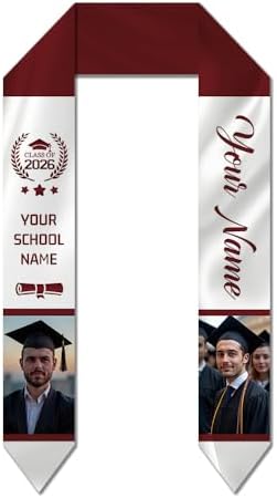 Dicodes Custom Graduation Stole Class of 2026 Personalized Graduation Sash Graduation Gift and Keepsake with Photo Text by Dicodes