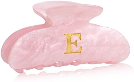 Engagement Gifts for Couples - Initial Cute Hair Clips, Elegant Pink Hair Claw Clips, Fashion Durable Hair Clips, Wedding Gift, Girlfriend Bridesmaid Gifts, Birthday, Christmas Gift, Letter E by Fohufo