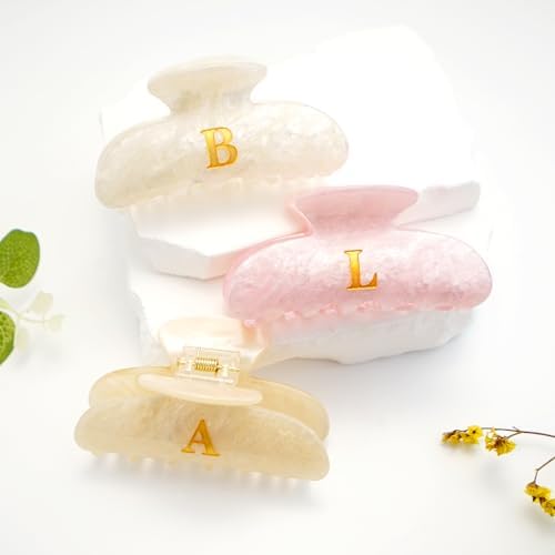 Engagement Gifts for Couples - Initial Cute Hair Clips, Elegant Pink Hair Claw Clips, Fashion Durable Hair Clips, Wedding Gift, Girlfriend Bridesmaid Gifts, Birthday, Christmas Gift, Letter E - Image 5