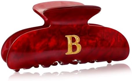 Acrylic Letter Hair Clips for Women -Red Monogram Hair Claw Alphabet Large Hair Clip, Fashion Glitter Claw Clips Elegant And Durable Hair Accessory, Letter B by Fohufo