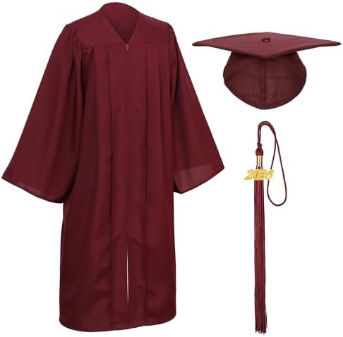 Unisex Matte Graduation Cap and Gown Tassel Package for High School and Bachelor by DDODOU