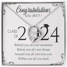 VIRAGIL 2023 Graduation Gifts for Her, Class of 2024 Love Knot Sterling Silver Pendant Necklace Senior College Graduation Jewelry Gifts for Girl Daughter by VIRAGIL