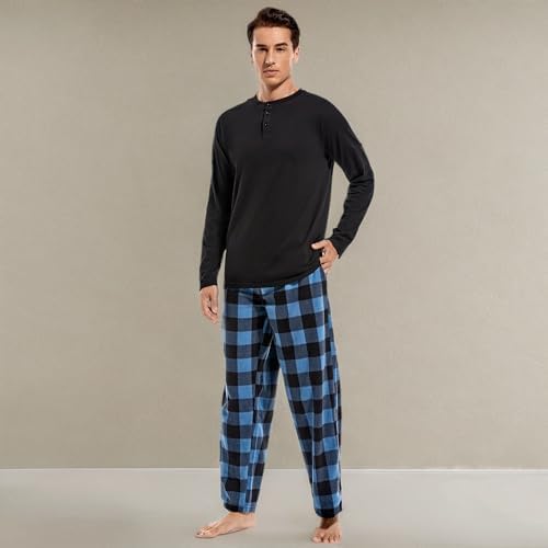 DG Hill Mens Pajama Pants - Pajamas Set Flannel PJ Pants for Men Cotton Top - Image 6