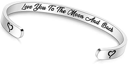 TONY & SANDY Inspirational Bracelets for Women Teen Girls Personalized Gifts for Daughter Granddaughter Mom Sister Friends Stainless Steel Engraved Cuff Birthday Easter Christmas by TONYSANDY