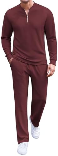 COOFANDY Men's 2 Piece Tracksuit Set Polo Athletic Sweatsuit Quarter Zip Jogging Long Sleeve Casual Sports Outfits by COOFANDY