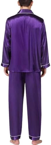SWOMOG Mens Silk Satin Pajamas Set Long Sleeve Sleepwear Button-Down Pj Two-piece Loungewear with Long Pants S-XXL - Image 4