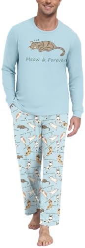 PrinStory Men's Pajama Sets Loungewear Sleepwear Pjs Lightweight Long Sleeve Shirts & Bottoms Soft Comfy Sleep Sets S-2XL by PrinStory
