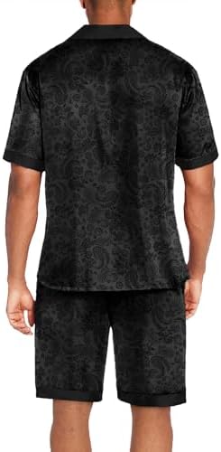 Ekouaer Men Silk Pajamas Set 2 Pieces Satin Pj Button Down Loungewear Sets - Image 7