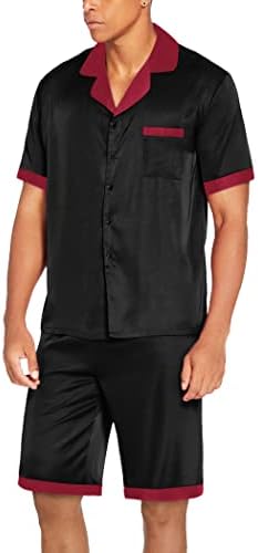 Ekouaer Men Silk Pajamas Set 2 Pieces Satin Pj Button Down Loungewear Sets - Image 7