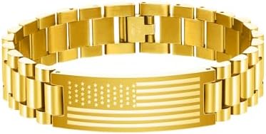 P. BLAKE American Flag Bible Verse Bracelet for Men, Stainless Steel Engraved Scripture Bracelet Christian Religious Christmas Birthday Jewelry Gifts by PBLAKE