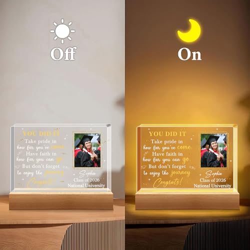 Hyturtle Personalized Graduation Night Light - Custom Name Acrylic LED Light - Inspirational Graduation for Women - Senior 2026 Graduation Gifts Her Him - College Grad Gifts - Graduation Gifts - Image 6