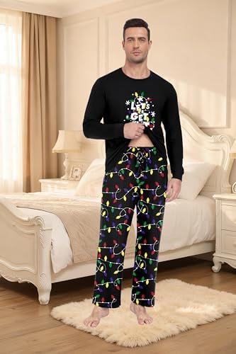 PrinStory Men's Pajama Sets Loungewear Sleepwear Pjs Lightweight Long Sleeve Shirts & Bottoms Soft Comfy Sleep Sets S-2XL - Image 4