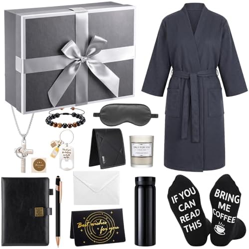 13 Pcs Birthday Gifts Baskets for Men Gifts Set for Christmas, Dark Gray by Afarnook