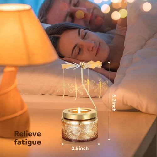 Curimama Rose Dragonfly Rotating Candle Gift for Women Mom - Image 4