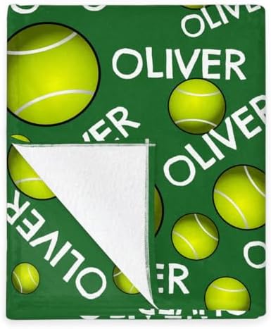 Personalized Baby Blankets for Girls Boys, Custom Baby Blanket with Name Swaddle Toddler Fleece Blanket Personalized Gift Green Tennis Text - Image 5
