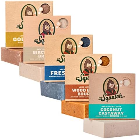 Dr. Squatch Natural Men’s Bar Soap, Body Soap Bar (5oz, 5-Pack) by DrSquatch