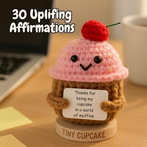 Emotional Support Gifts for Women - Positive Crochet Cupcake W/ 30 Uplifting Affirmation Cards | Birthday Gift for Women Friendship, Best Friend, Bestie, Teen Girls, Classmates, Daughter Birthday - Image 3