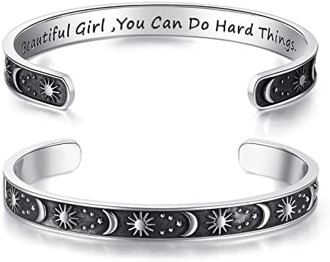 TONY & SANDY Inspirational Bracelets for Women Teen Girls Personalized Gifts for Daughter Granddaughter Mom Sister Friends Stainless Steel Engraved Cuff Birthday Easter Christmas by TONYSANDY