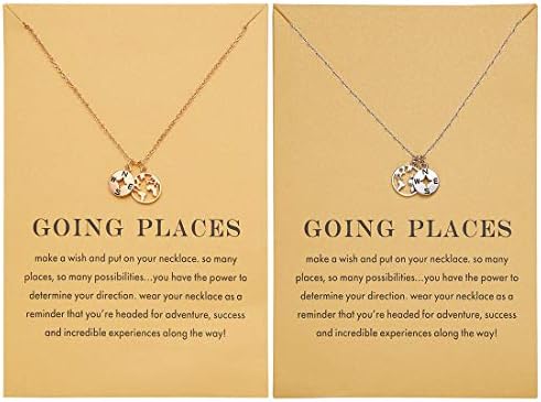 Zealmer Dainty 18K Gold Plated Compass World Map Pendant Necklace Graduation Gift for Friends by Zealmer-RefinedforDistinction