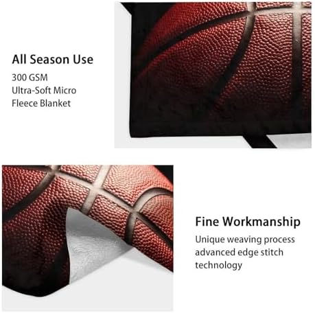 Mercuryelf Basketball Throw Blanket - Soft, Fuzzy & Warm - 50x60 Inches Flannel Blankets for Living Room, Sofa - Black Sports Throws Gift for Teens - Image 4