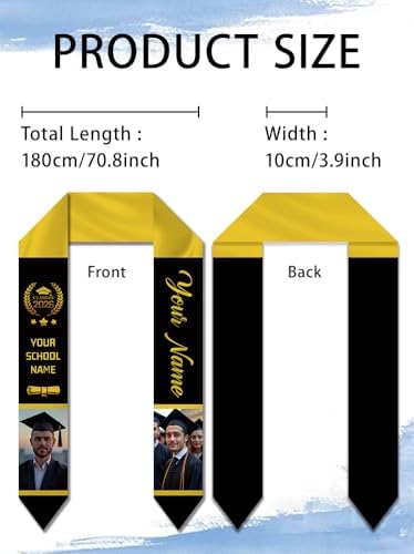 Dicodes Custom Graduation Stole Class of 2026 Personalized Graduation Sash Graduation Gift and Keepsake with Photo Text - Image 3