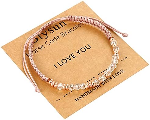 Morse Code Bracelets for Women Mothers Day Gifts 2026 Graduation Gifts Mom Birthday Gift Pink Braided Bracelets Teen Trendy Stuff Inspirational Best Friend Birthday Gifts for Daughter Girlfriend Christmas Stocking Stuffers Jewelry by BTYSUN