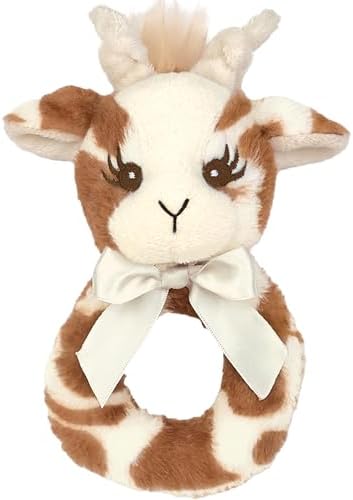 Bearington Collection Baby Lil' Patches, 5.5 in Giraffe Plush Stuffed Animal Baby Rattle, Newborn Toys Gift by BearingtonCollection