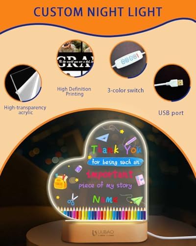 Personalized Graduation Gifts Custom Photo Name Night Light LED Table Lamp for 2026 University High School Senior Keepsake(Thank You 2) - Image 5