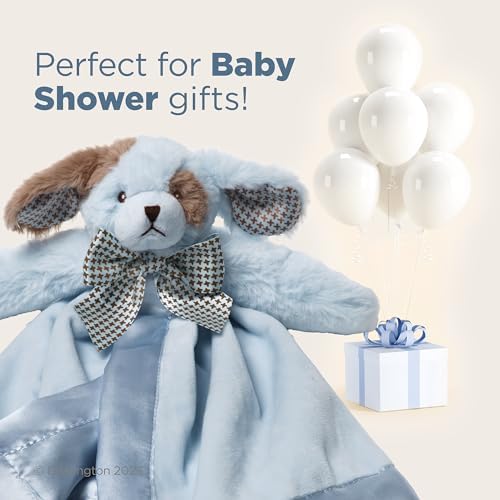 Bearington Baby Waggles Blue Puppy Snuggler - 15" Puppy Lovey Security Blanket with Silk Satin Trim and Plush Dog Design - Soft for Boys and Girls - Image 5