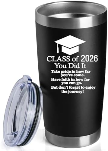 2026 Graduation Motivational Gift for Him Her 20 Ounce Stainless Steel Car Tumbler Insulted Mug Cup Graduate Inspirational Gifts for College (Black) by HLIKEM