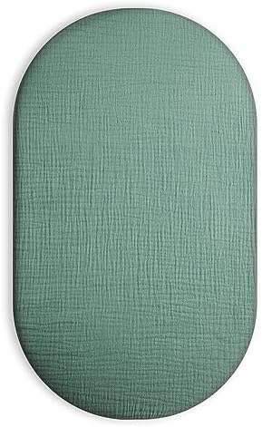 Muslin Bassinet Sheets 1 Pack, 33" x 17", (Roman Green) by Meowcards
