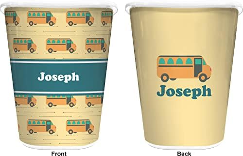 RNK Shops Personalized School Bus Waste Basket - Double Sided (White) - Image 2