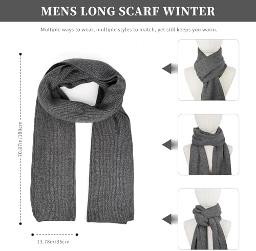 Winter Beanie Hats Long Neck Scarf for Men and Touchscreen Gloves 3PCS Set - Image 5