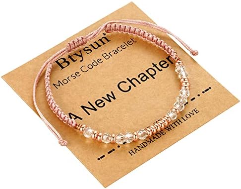 Morse Code Bracelets for Women Mothers Day Gifts 2026 Graduation Gifts Mom Birthday Gift Pink Braided Bracelets Teen Trendy Stuff Inspirational Best Friend Birthday Gifts for Daughter Girlfriend Christmas Stocking Stuffers Jewelry by BTYSUN