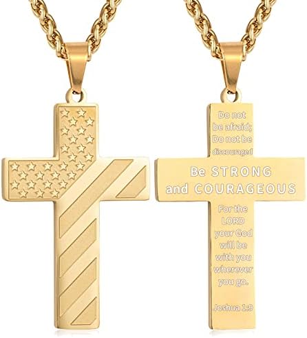 DuoDiner 18+2" Cross Necklace for Men Boys Christian Confirmation Gifts by Duodiner