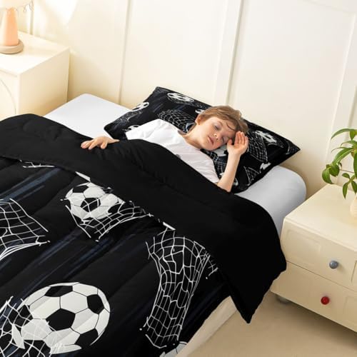 Erosebridal Soccer Kids Comforter Set | Football Themed Bedding Full Size Soccer Ball Down Comforter Sports Duvet Set for Bedroom - Image 4