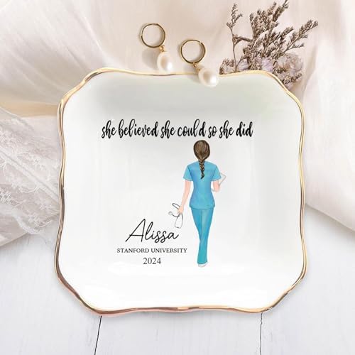 Sweetee Personalized Jewelry dish graduation gifts for her 2025, nurse graduation gifts for women,she believed she could so she did 1 - Image 2
