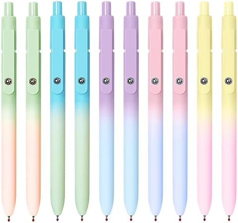 UIXJODO Gel Pens, 10 Pcs Black Ink Pens for Women, 0.7mm Medium Point Smooth Writing Pens with Silicone Grip, High-End Series Metal Clip Retractable Pens for Journaling Note Taking (10 Pcs Pastel) by UIXJODO