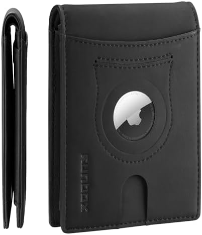 RUNBOX AirTag-Wallet-Mens-Slim-RFID Blocking Wallets Leather with Bill Compartment Air Tag Bifold Card Holder Wallet Gifts for Men Dad by RUNBOX
