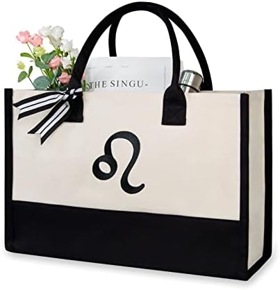 TOPDesign Personalized Initial Canvas Beach Bag, Monogrammed Gift Tote Bag for Women by TOPDesign