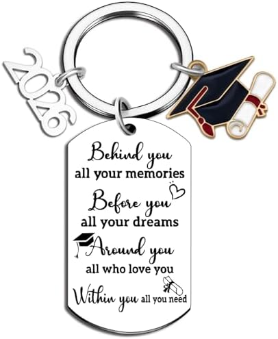2026 Keychain - Personalized Stainless Steel Graduation Gift for Graduates with Charm of 2026- Graduation Commemorative Souvenir (1) by Unknown
