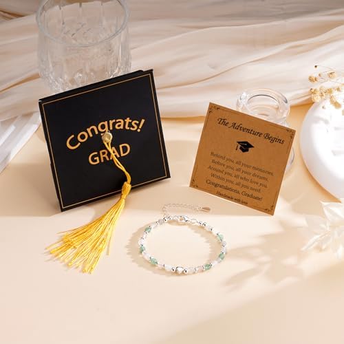 2026 Graduation Gift for Her, Graduation Bracelet Natural Stone Beads Bracelets Middle High School College 5th 8th Grade Grad Jewelry Gifts for Women Girls - Image 6