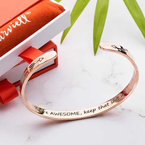 Carviell Bracelets for Women – 100+ Meaningful Engraved Messages – Solid 316L Surgical Stainless Steel Cuff Bracelet – Gift Ready - Image 3