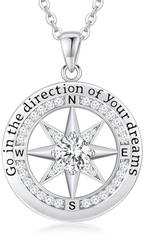 FAFY 2026 Graduation Gifts-925 Sterling Silver Graduation Compass Necklace High School College Graduation Gifts for Her Women Class of 2026 Graduation Gifts for Granddaughter Daughter by FAFY