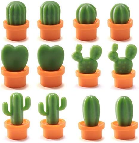 12PCS Refrigerator Magnet Kitchen Magnet Office Magnet whiteboard and Dry Cleaning Board, Lovely and Colorful Potted Design (Cactus)