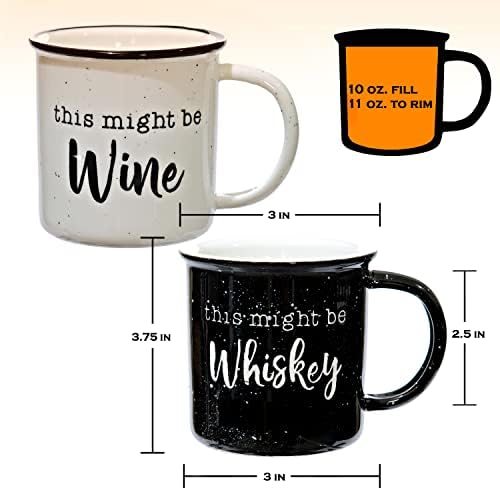 This Might Be Whiskey This Might Be Wine Mug Set of 2, 11 Ounce Couple Mug - Image 3