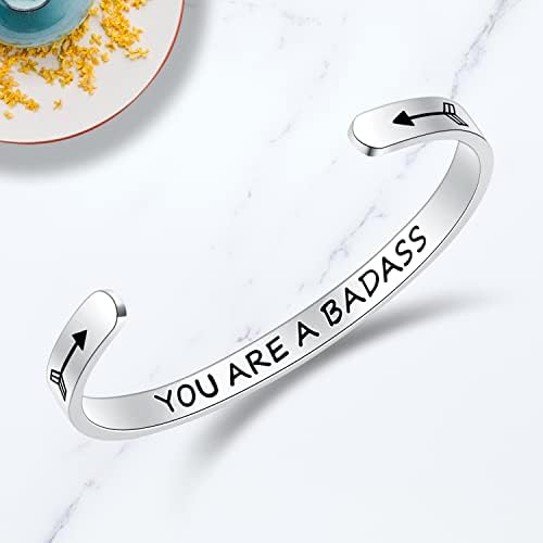TONY & SANDY Inspirational Bracelets for Women Teen Girls Personalized Gifts for Daughter Granddaughter Mom Sister Friends Stainless Steel Engraved Cuff Birthday Easter Christmas - Image 2
