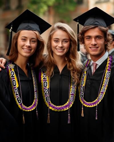 ALKB 2026 Graduation Lei Set - Two-Tone Braided Ribbon with Honor Cord, Unisex Graduation Gift for Graduates, Polyester - Image 6